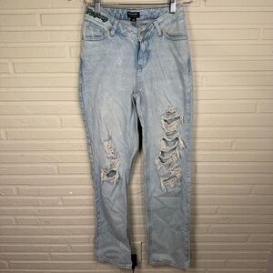 Playboy by Pacsun Light Wash Distressed Straight Leg Jeans, Women’s Size 25